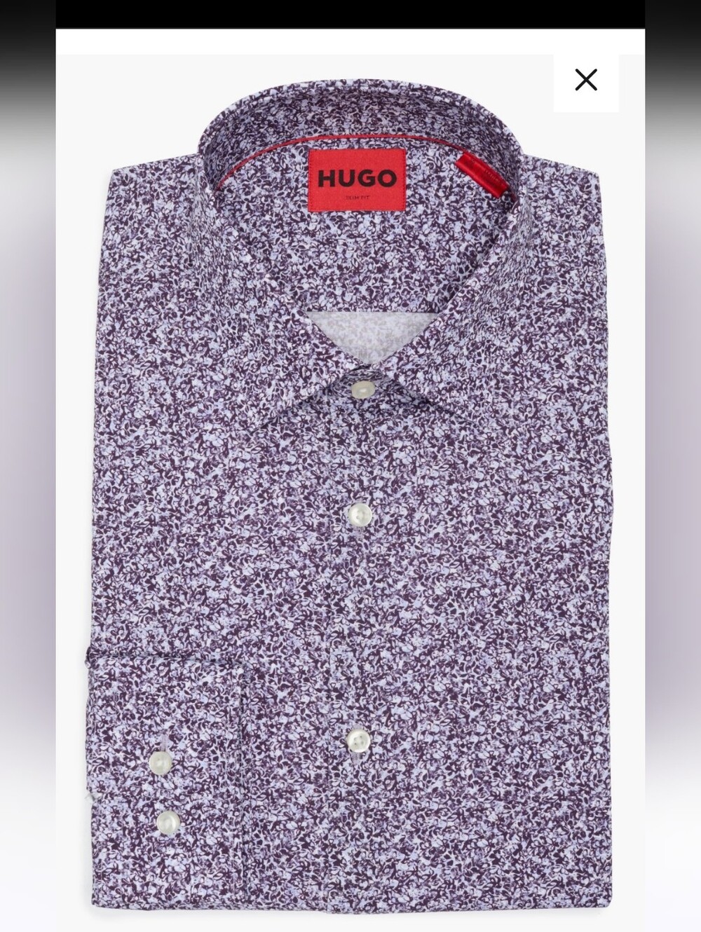 Hugo Men's Purple Micro-Print Button-Up Shirt